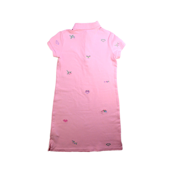A Pink Short Sleeve Dresses from Polo Ralph Lauren in size 7Y for girl. (Back View)