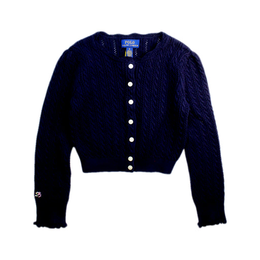 A Navy Cardigans from Polo Ralph Lauren in size 6T for girl. (Front View)