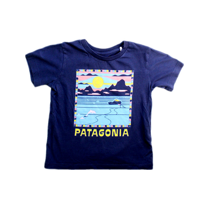 A Navy Short Sleeve T Shirts from Patagonia in size 2T for neutral. (Front View)