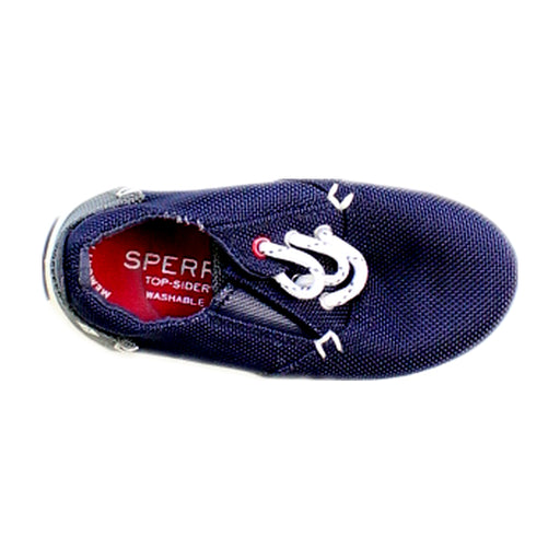 A Navy Sneakers from Sperry in size 18-24M for boy. (Front View)