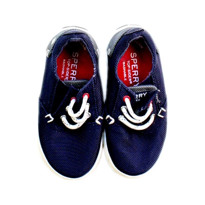 A Navy Sneakers from Sperry in size 18-24M for boy. (Back View)