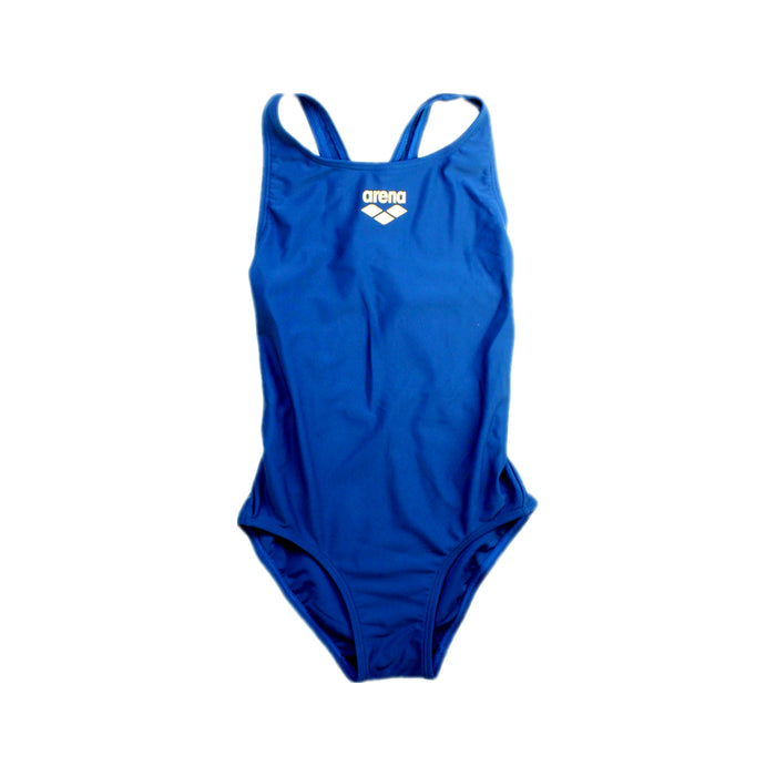 A Blue Swimsuits from Arena in size 5T for girl. (Front View)