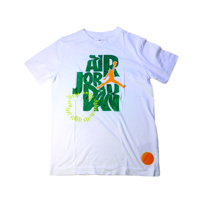 A White Short Sleeve T Shirts from Air Jordan in size 10Y for boy. (Front View)