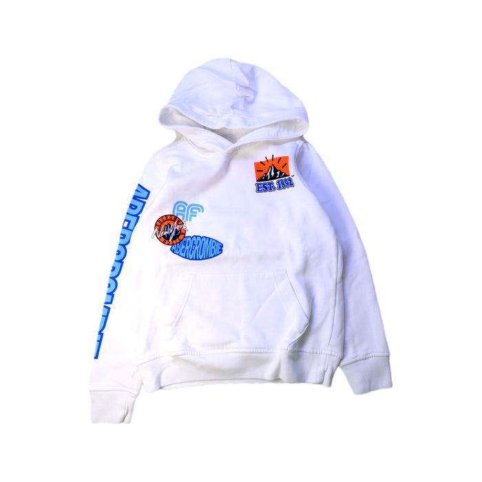 A White Hooded Sweatshirts from Abercrombie & Fitch in size 9Y for girl. (Front View)