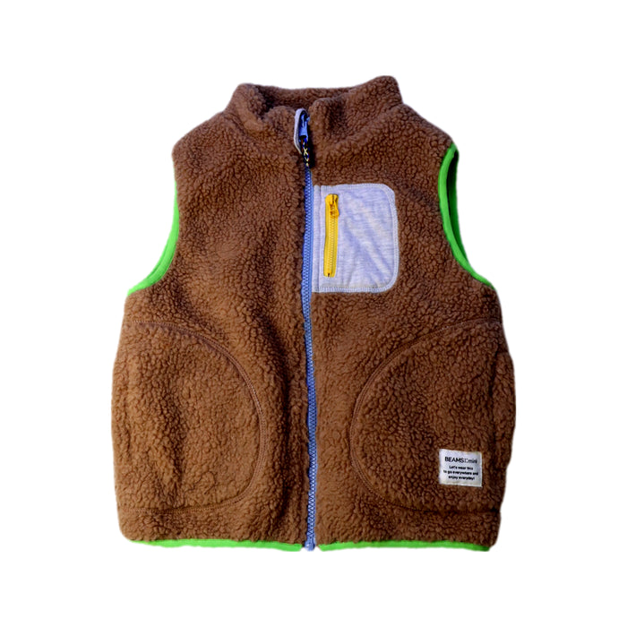 A Brown Outerwear Vests from BEAMS in size 5T for neutral. (Front View)