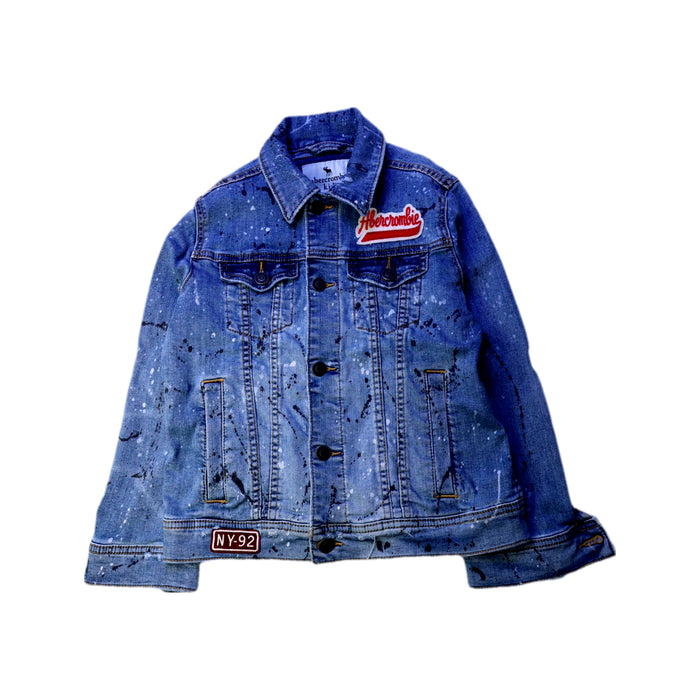 A Blue Lightweight Jackets from Abercrombie & Fitch in size 7Y for boy. (Front View)
