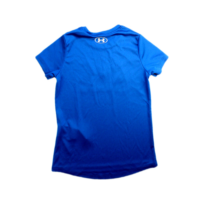 A Blue Active Tops from Under Armour in size 7Y for girl. (Back View)