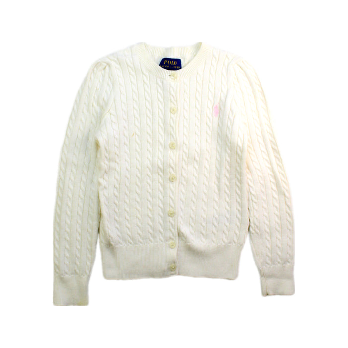 A White Cardigans from Polo Ralph Lauren in size 5T for girl. (Front View)