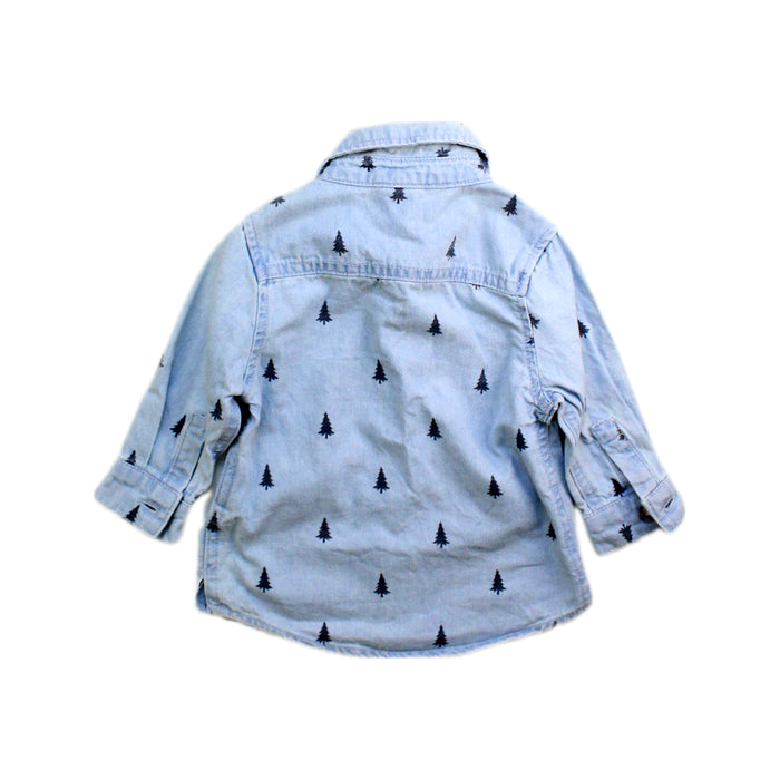 A Blue Long Sleeve Shirts from Seed in size 0-3M for boy. (Back View)