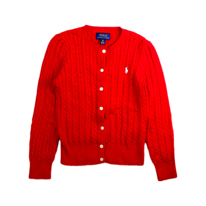 A Red Cardigans from Polo Ralph Lauren in size 6T for girl. (Front View)
