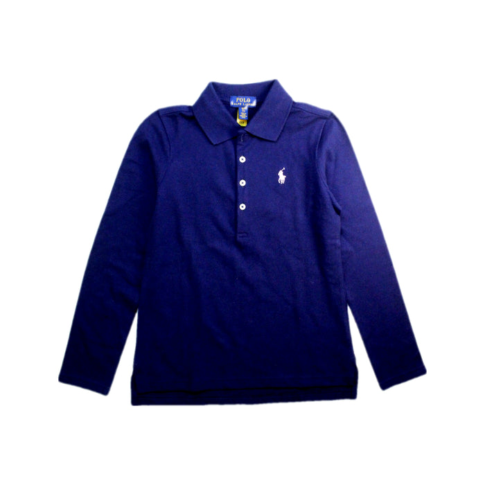 A Navy Long Sleeve Polos from Polo Ralph Lauren in size 7Y for girl. (Front View)