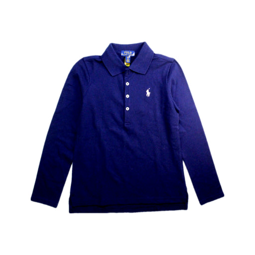 A Navy Long Sleeve Polos from Polo Ralph Lauren in size 7Y for girl. (Front View)