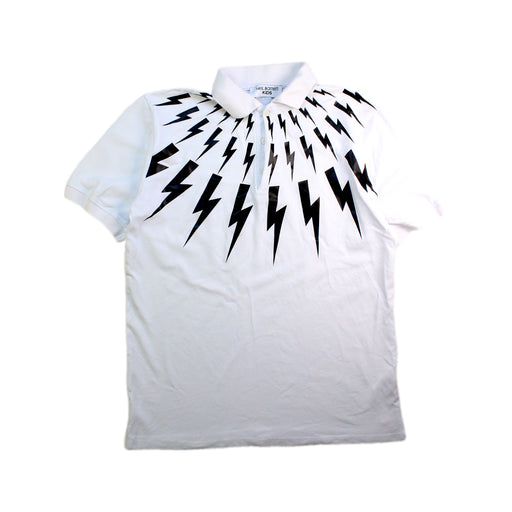 A White Short Sleeve Polos from Neil Barrett Kids in size 14Y for boy. (Front View)