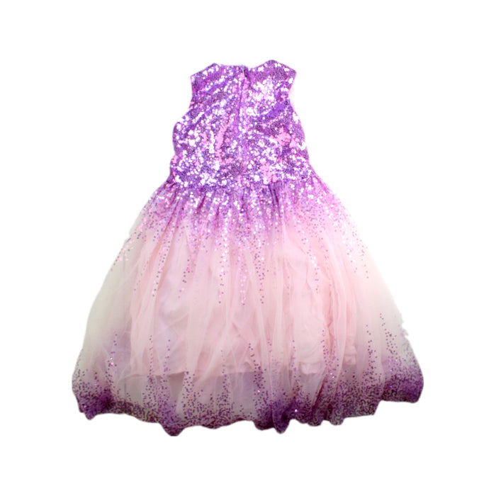 A Purple Sleeveless Dresses from Seed in size 2T for girl. (Back View)