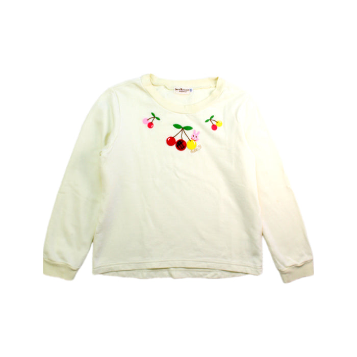 A Ivory Long Sleeve Tops from Hot Biscuits Mikihouse in size 5T for girl. (Front View)