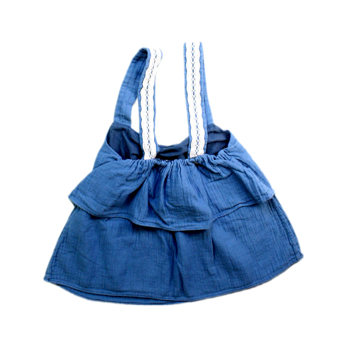 A Blue Sleeveless Tops from Nanos in size 8Y for girl. (Back View)