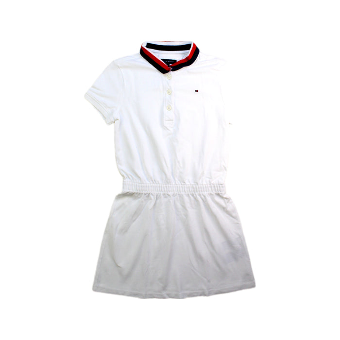 A White Short Sleeve Dresses from Tommy Hilfiger in size 6T for girl. (Front View)