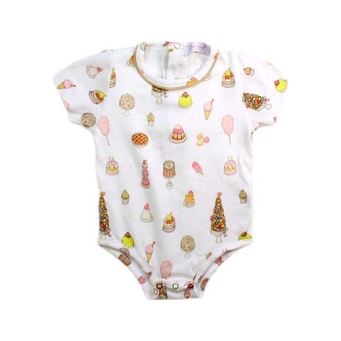 A White Short Sleeve Bodysuits from Atelier Choux in size 3-6M for girl. (Front View)