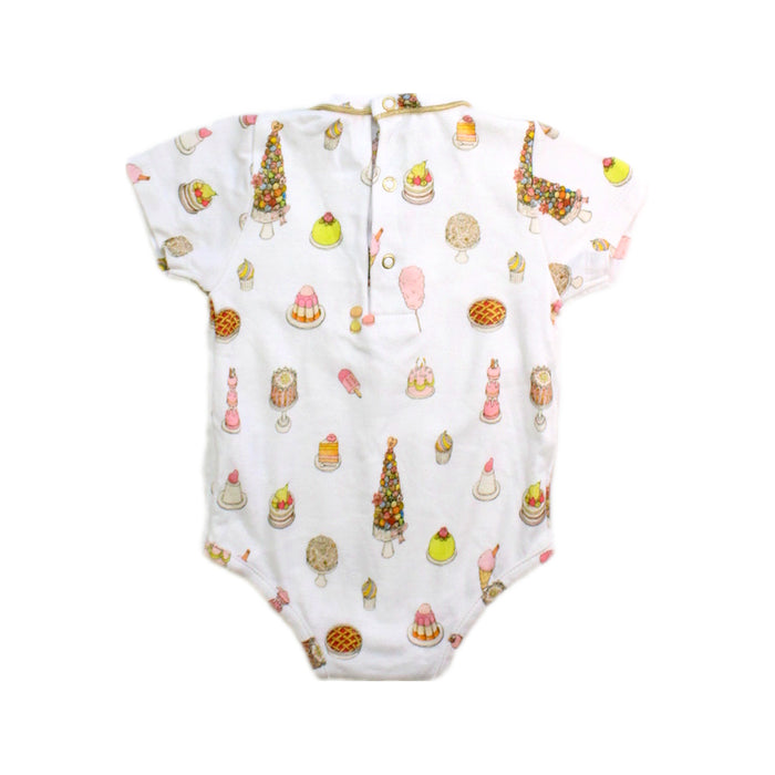 A White Short Sleeve Bodysuits from Atelier Choux in size 3-6M for girl. (Back View)
