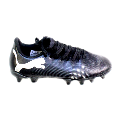 A Black Cleats/Soccer Shoes from Puma in size 7Y for boy. (Front View)