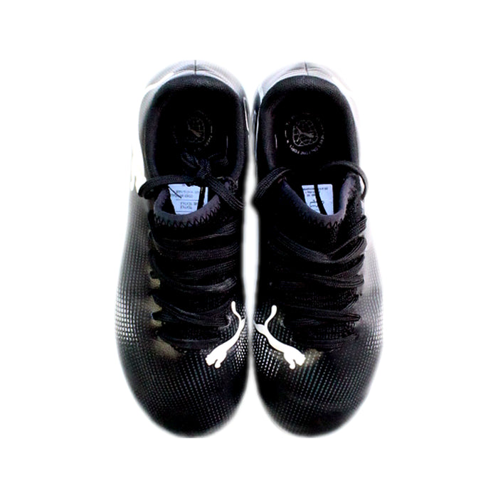 A Black Cleats/Soccer Shoes from Puma in size 7Y for boy. (Back View)