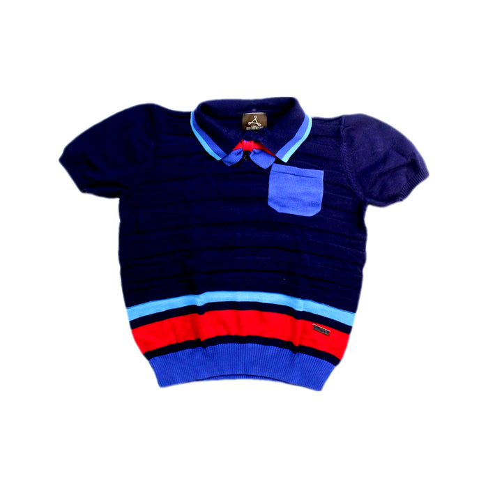 A Navy Short Sleeve Polos from As Little As in size 5T for boy. (Front View)