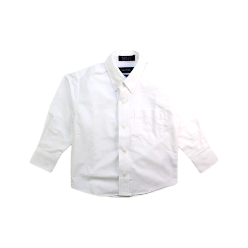 A White Long Sleeve Shirts from Nautica in size 4T for boy. (Front View)