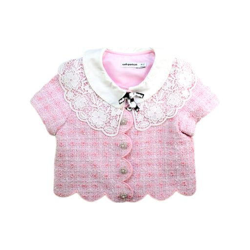 A Pink Lightweight Jackets from Self-Portrait in size 4T for girl. (Front View)