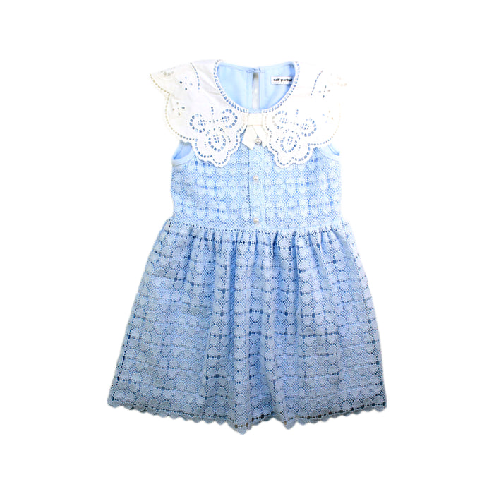 A Blue Sleeveless Dresses from Self-Portrait in size 4T for girl. (Front View)