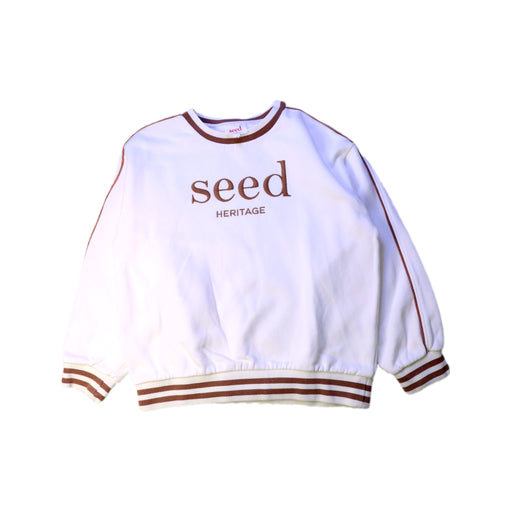 A White Crewneck Sweatshirts from Seed in size 7Y for boy. (Front View)
