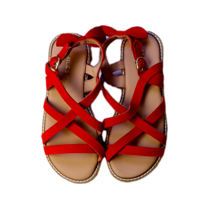 A Red Sandals from Emile et Ida in size 6T for girl. (Back View)