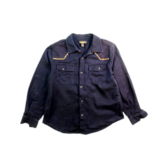 A Navy Long Sleeve Shirts from Velveteen in size 5T for girl. (Front View)