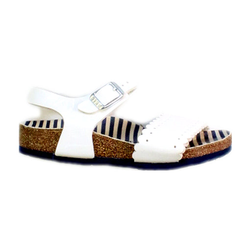 A White Sandals from Birkenstock in size 4T for girl. (Front View)