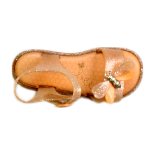 A Gold Sandals from Mini Melissa in size 3T for girl. (Front View)