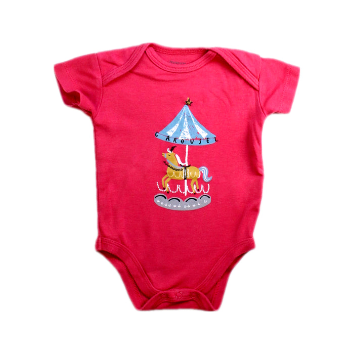 A Pink Short Sleeve Bodysuits from Mamas & Papas in size 3-6M for girl. (Front View)