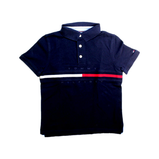 A Navy Short Sleeve Polos from Tommy Hilfiger in size 8Y for boy. (Front View)