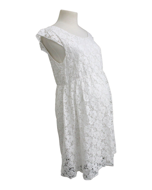 A White Sleeveless Dresses from Seraphine in size Maternity-L for maternity. (Front View)