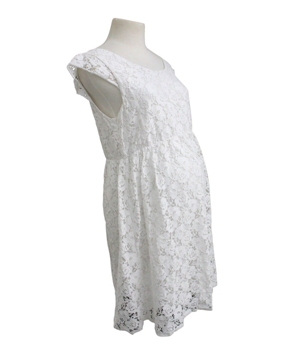 A White Sleeveless Dresses from Seraphine in size Maternity-L for maternity. (Front View)