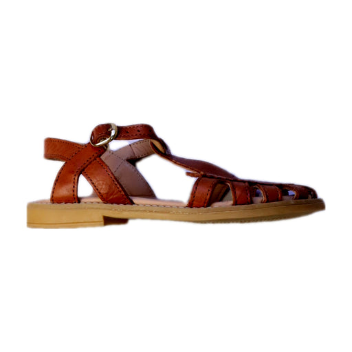 A Brown Sandals from Emile et Ida in size 6T for girl. (Front View)