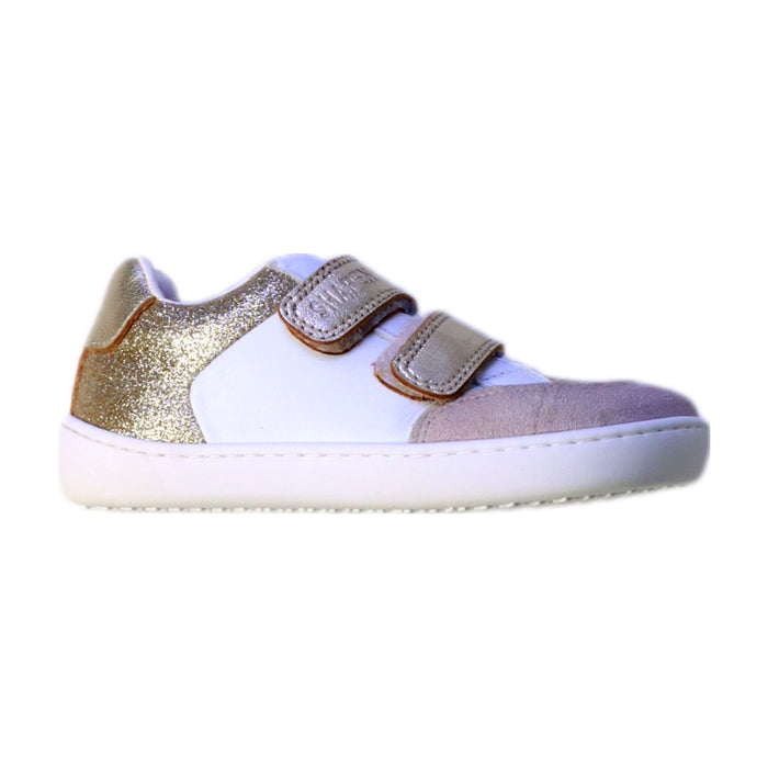 A Gold Sneakers from Shapen in size 4T for girl. (Front View)