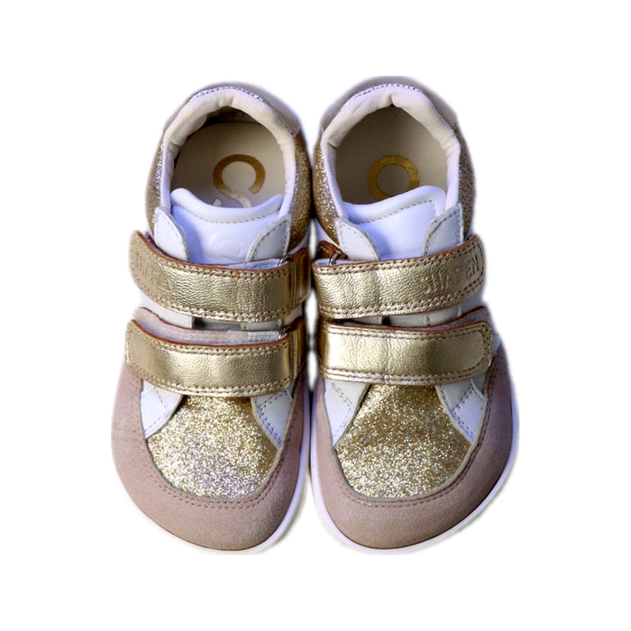 A Gold Sneakers from Shapen in size 4T for girl. (Back View)