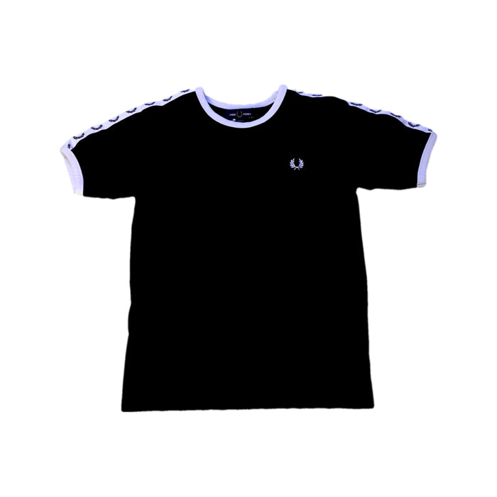 A Black Short Sleeve T Shirts from Fred Perry in size 9Y for boy. (Front View)