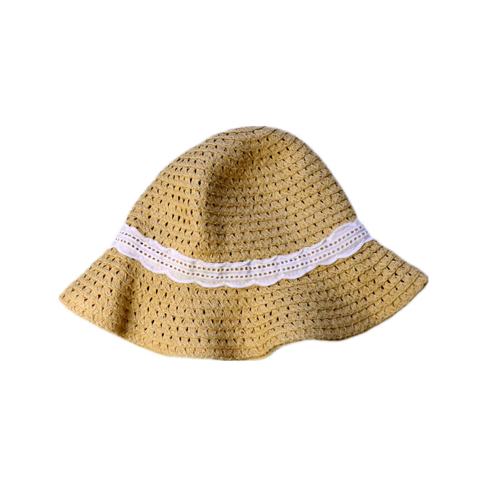 A Beige Sun Hats from Janie & Jack in size 4T for girl. (Front View)