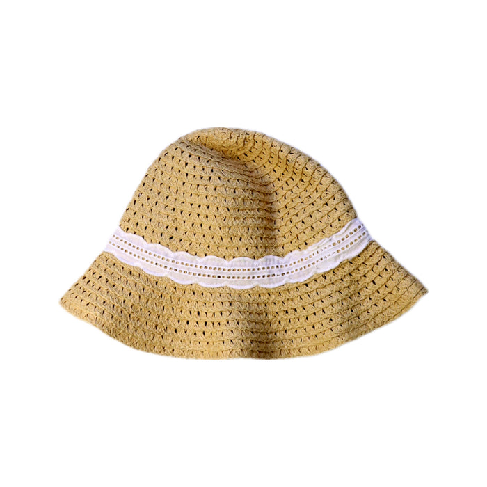 A Beige Sun Hats from Janie & Jack in size 4T for girl. (Back View)