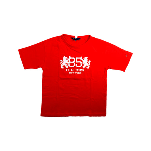 A Red Short Sleeve T Shirts from Tommy Hilfiger in size 7Y for boy. (Front View)