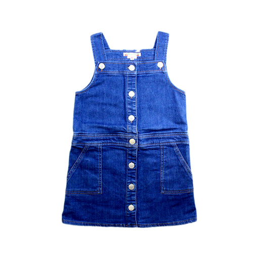 A Blue Overall Dresses from Bonpoint in size 6T for girl. (Front View)