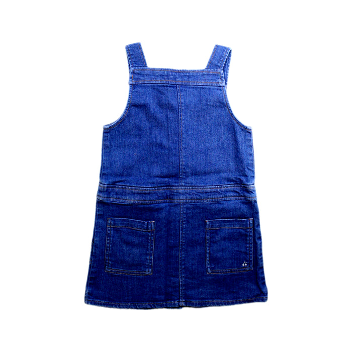 A Blue Overall Dresses from Bonpoint in size 6T for girl. (Back View)