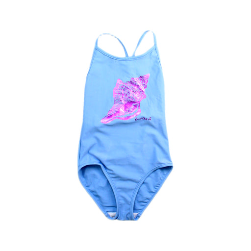 A Blue Swimsuits from Bonpoint in size 4T for girl. (Front View)
