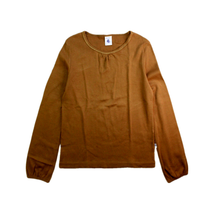 A Brown Long Sleeve Tops from Petit Bateau in size 8Y for girl. (Front View)