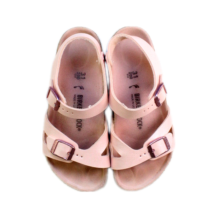 A Pink Sandals from Birkenstock in size 6T for girl. (Back View)